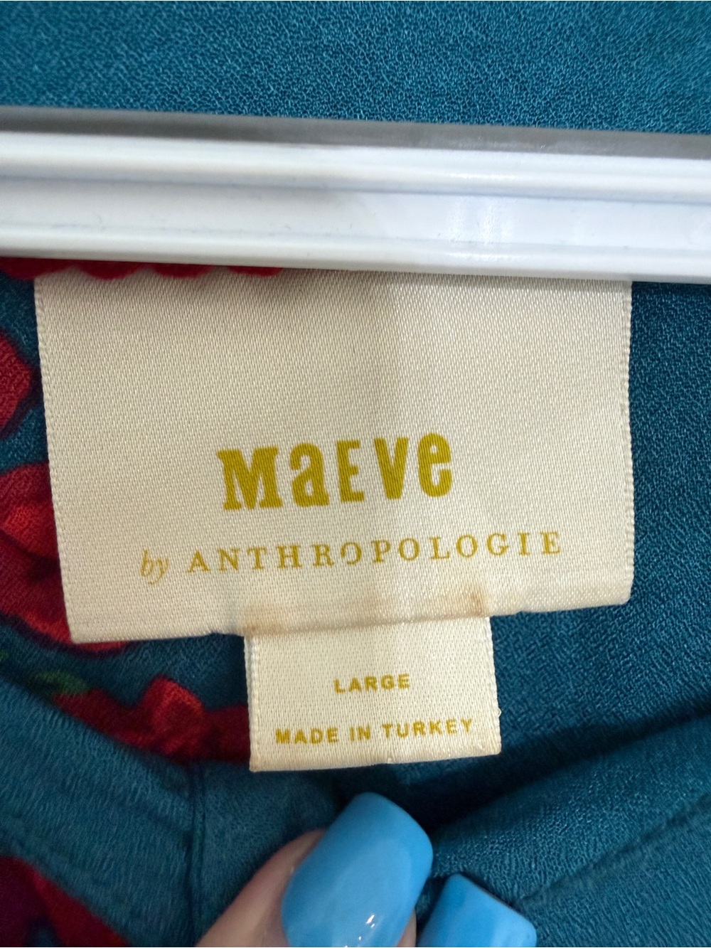 Maeve Anthropologie Kalas Henley Blouse blue red Floral 25627 - Picture 8 of 11